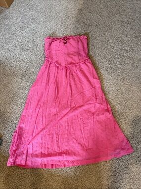 Kimchi Blue Strapless Hot Pink Eyelet Maxi Dress